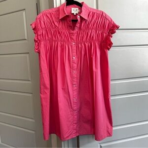 Lulu Sidiono Ruffled Sleeve Mini Shirt Dress